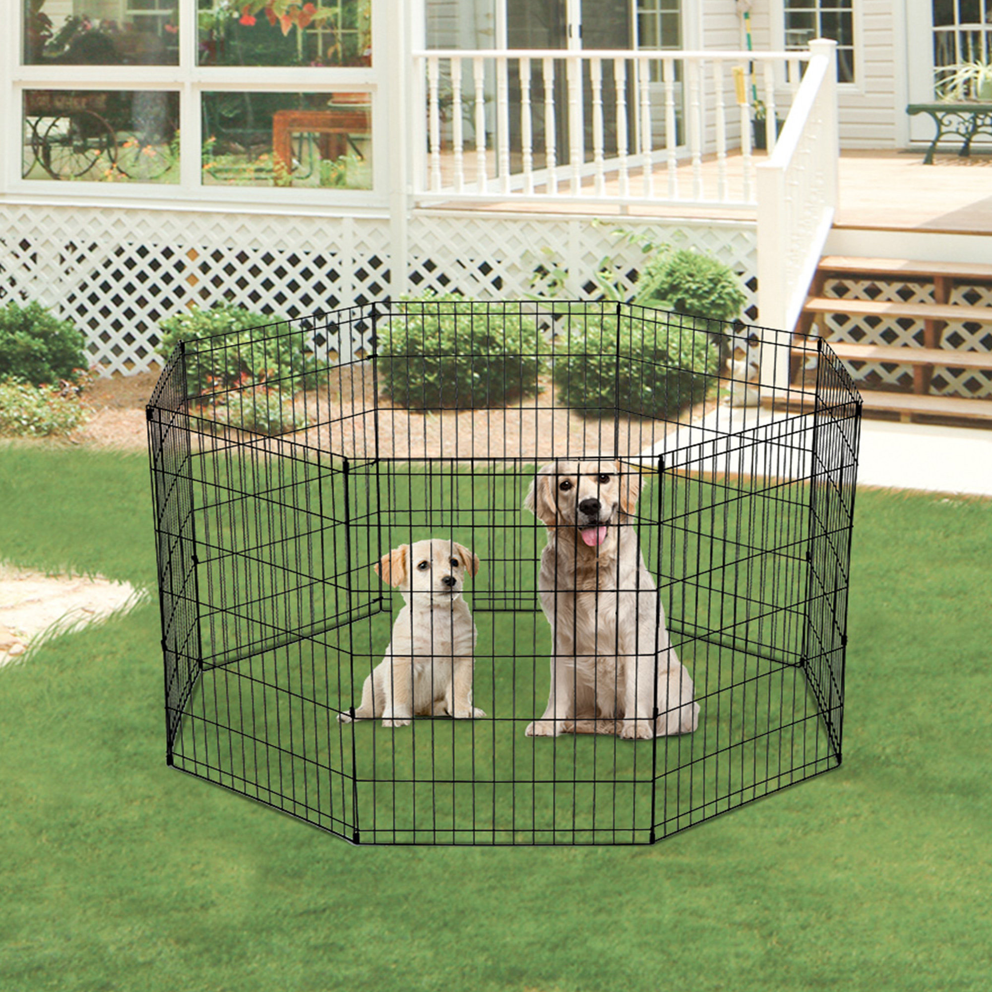 Bestpet 30 Black Tall Dog Playpen Crate Fence Pet Kennel Play Pen Exercise Cage 8 Panel